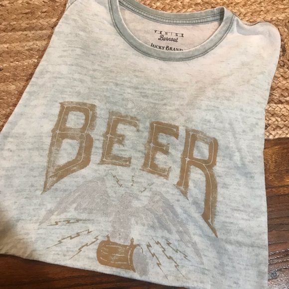 🍀LUCKY BRAND VENICE Burnout Tee - Picture 1 of 8